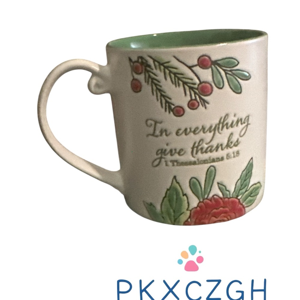Spectrum Floral Ceramic Mug - Green and White
